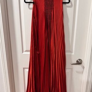Vince Red Pleated Maxi Dress